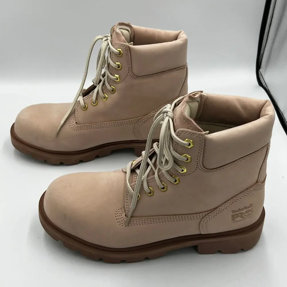 NWB Timberland Pro 6 Sawhorse Safety Toe Boots Pink Nude Unisex Size W10 M8 - Picture 2 of 9